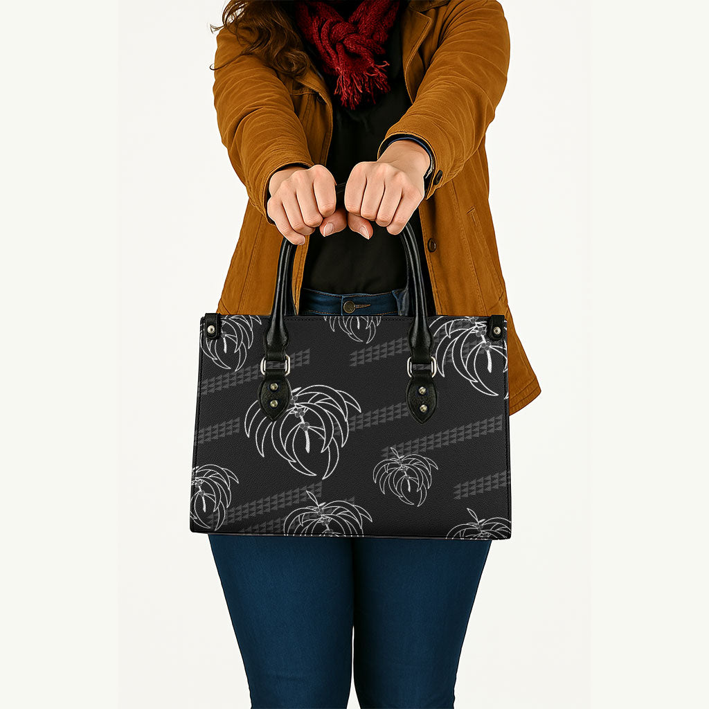 Aloha Hawaii Acacia Koa Leaves Leather Bag Black Kakau Tribal Pattern LT05 - Polynesian Pride