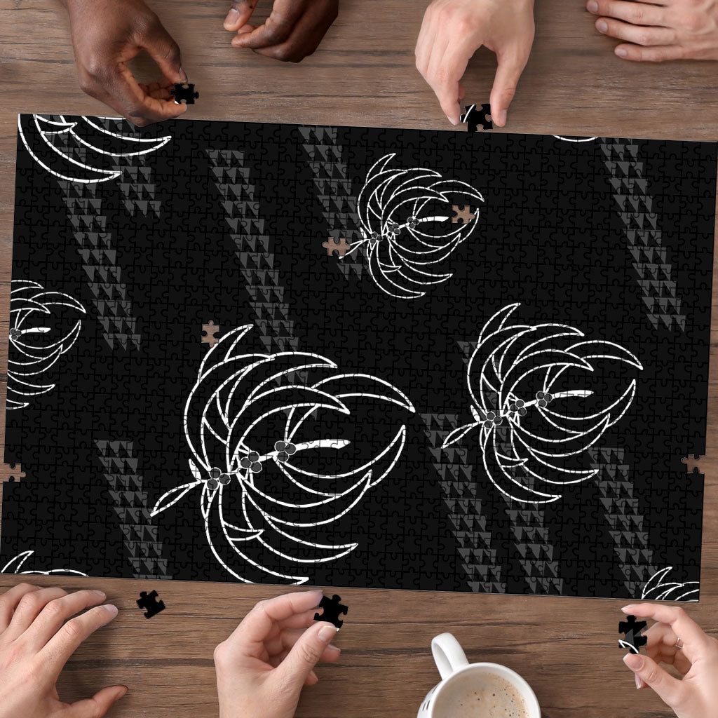 Aloha Hawaii Acacia Koa Leaves Puzzle Black Kakau Tribal Pattern LT05 - Polynesian Pride