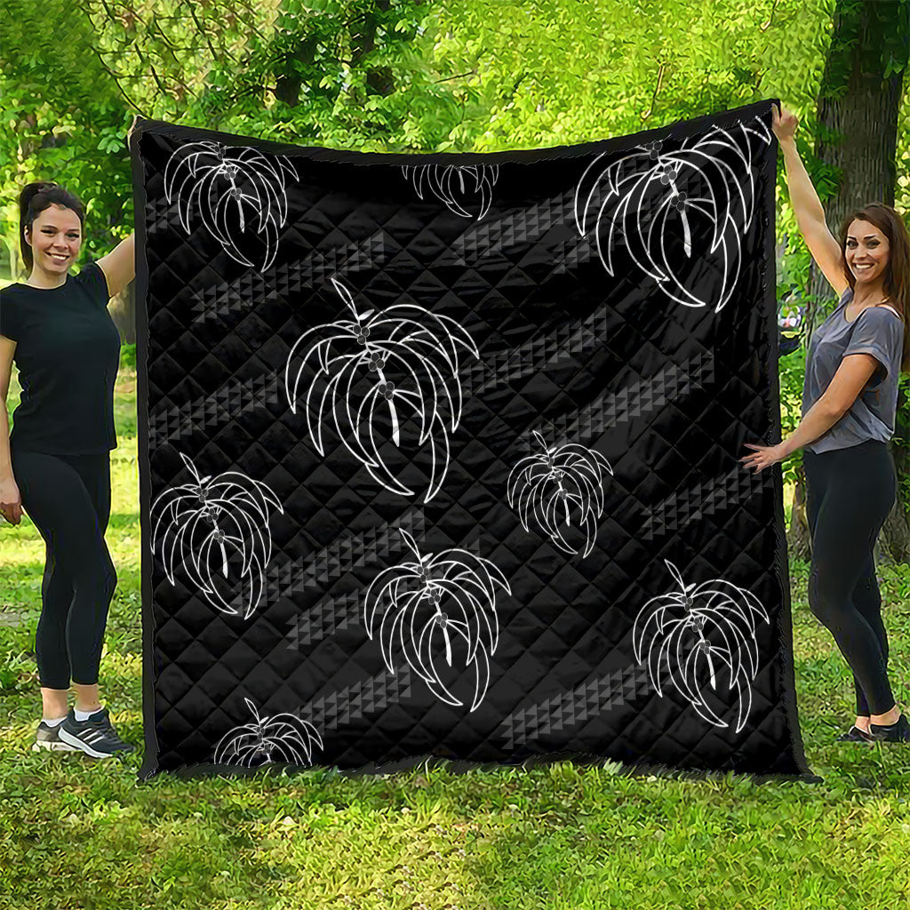 Aloha Hawaii Acacia Koa Leaves Quilt Black Kakau Tribal Pattern LT05 - Polynesian Pride