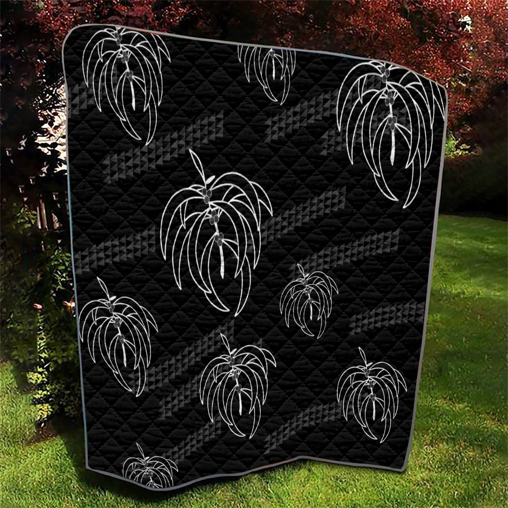 Aloha Hawaii Acacia Koa Leaves Quilt Black Kakau Tribal Pattern LT05 - Polynesian Pride