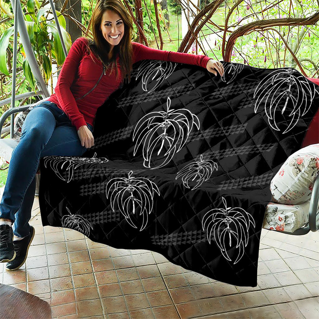 Aloha Hawaii Acacia Koa Leaves Quilt Black Kakau Tribal Pattern LT05 - Polynesian Pride