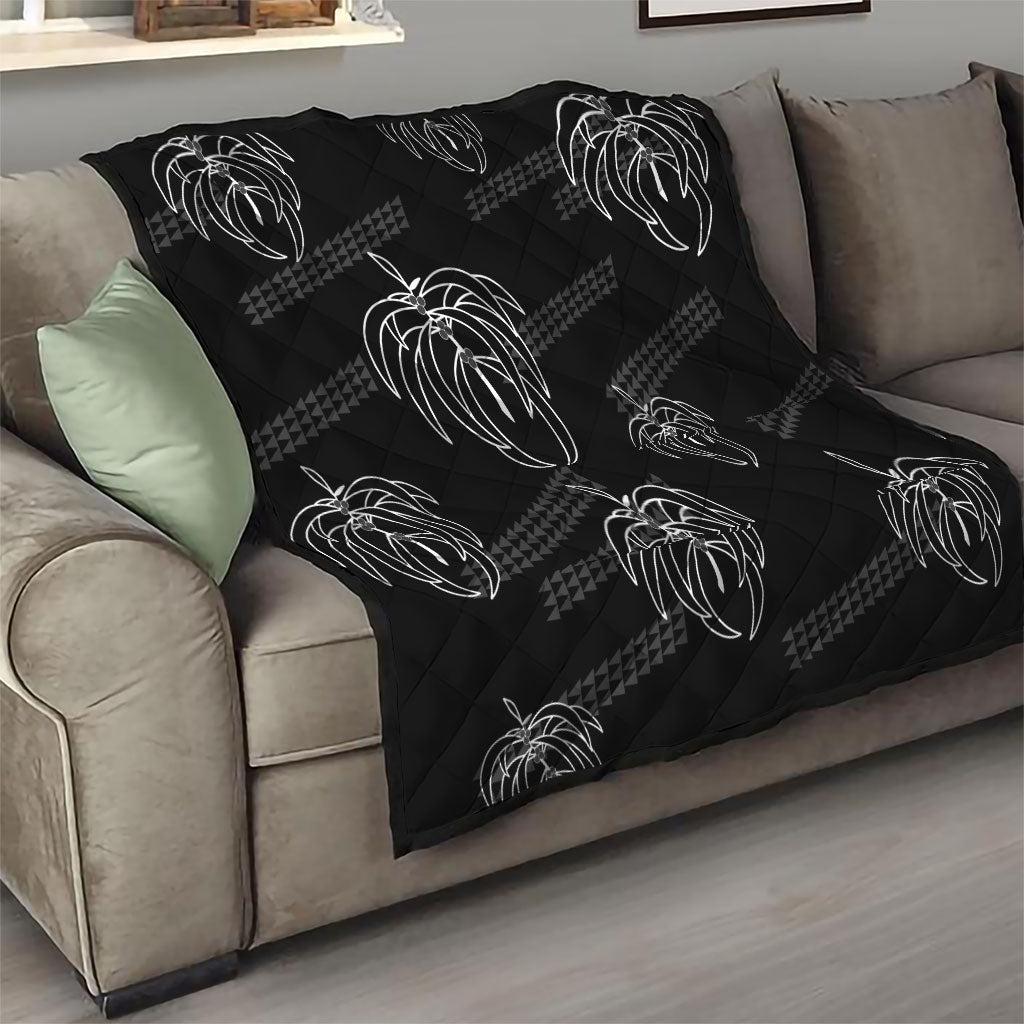 Aloha Hawaii Acacia Koa Leaves Quilt Black Kakau Tribal Pattern LT05 - Polynesian Pride