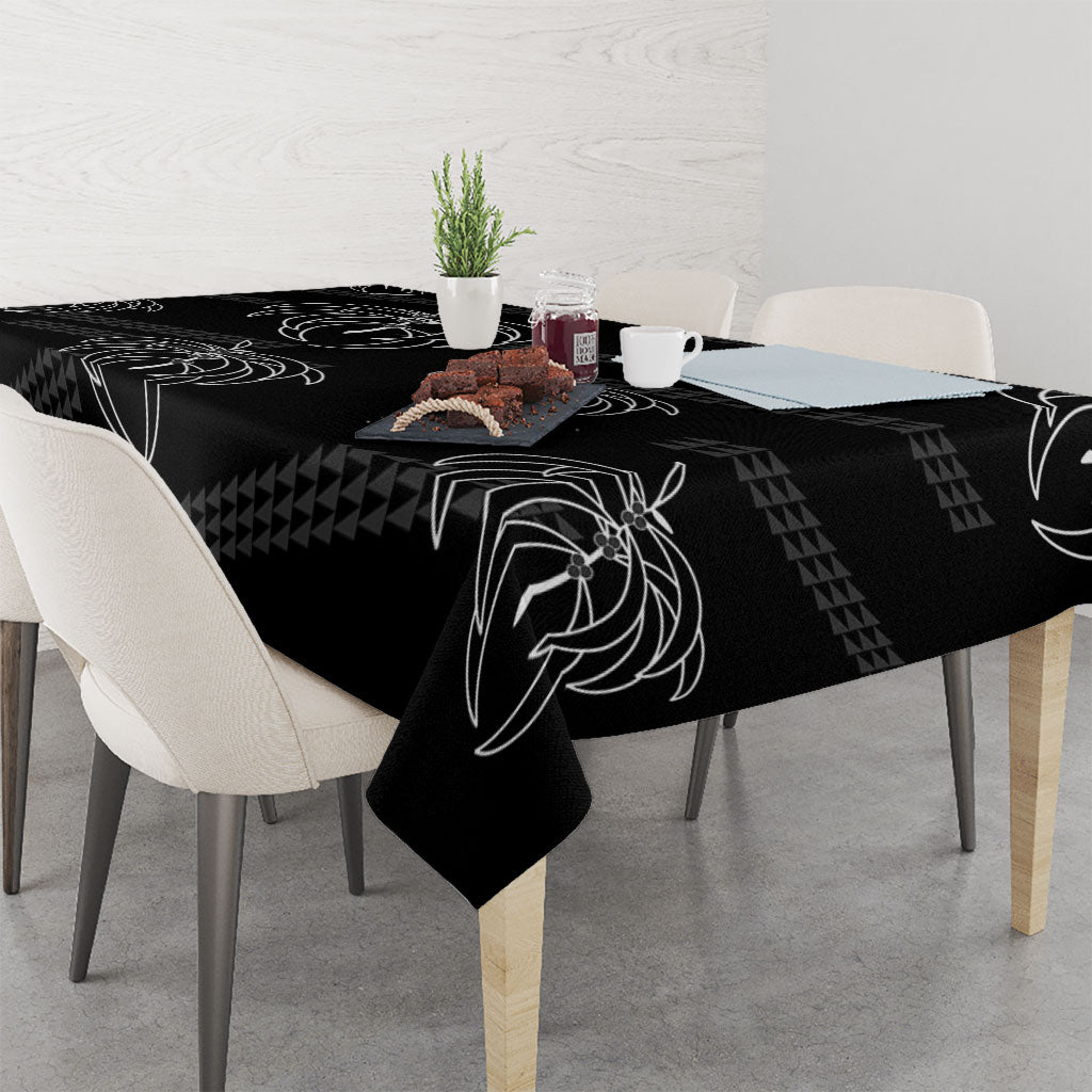 Aloha Hawaii Acacia Koa Leaves Tablecloth Black Kakau Tribal Pattern LT05 - Polynesian Pride