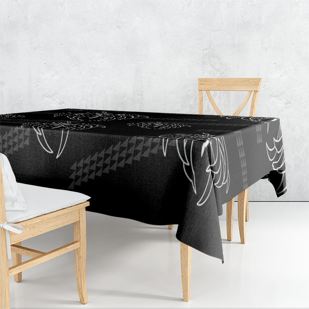 Aloha Hawaii Acacia Koa Leaves Tablecloth Black Kakau Tribal Pattern LT05 - Polynesian Pride