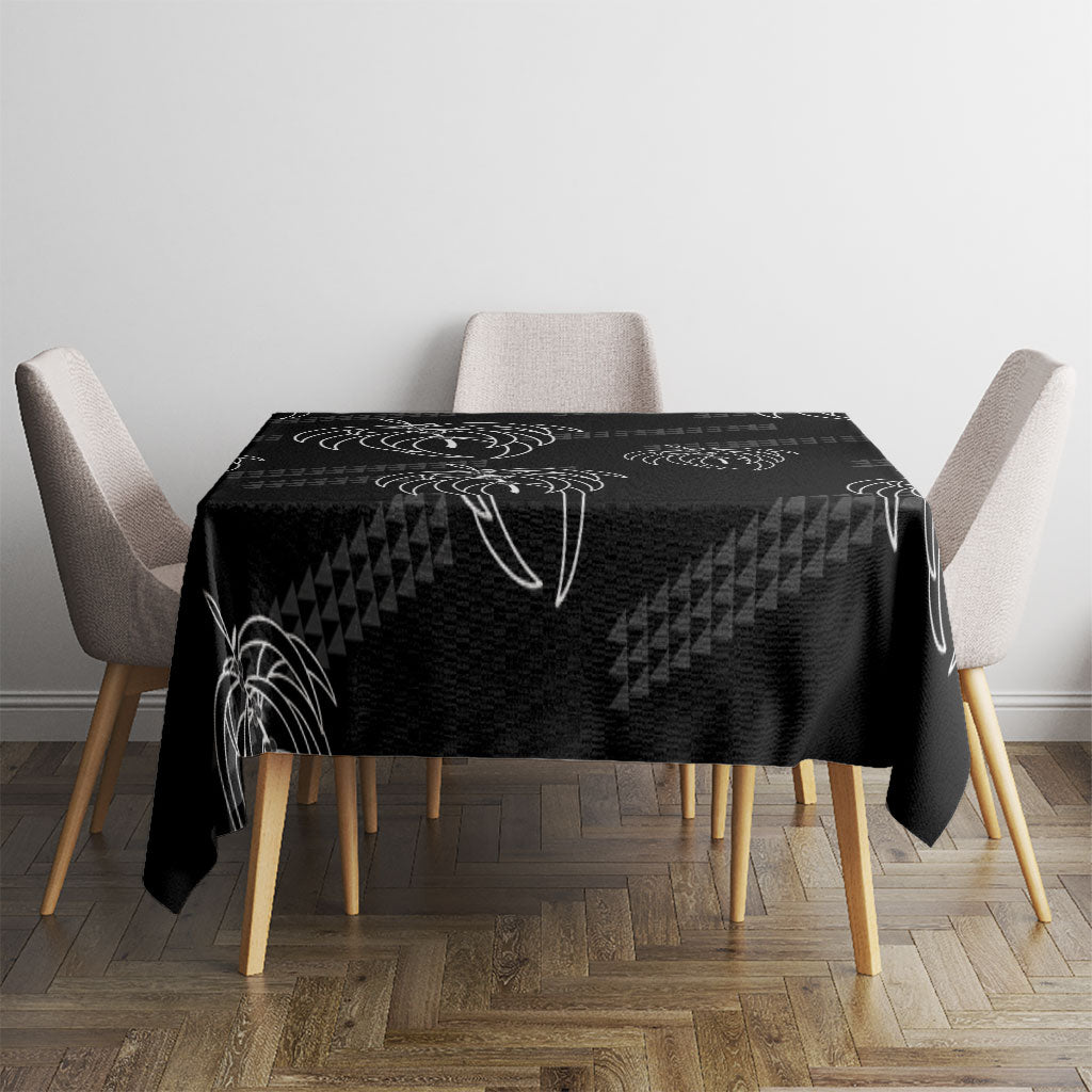 Aloha Hawaii Acacia Koa Leaves Tablecloth Black Kakau Tribal Pattern LT05 - Polynesian Pride