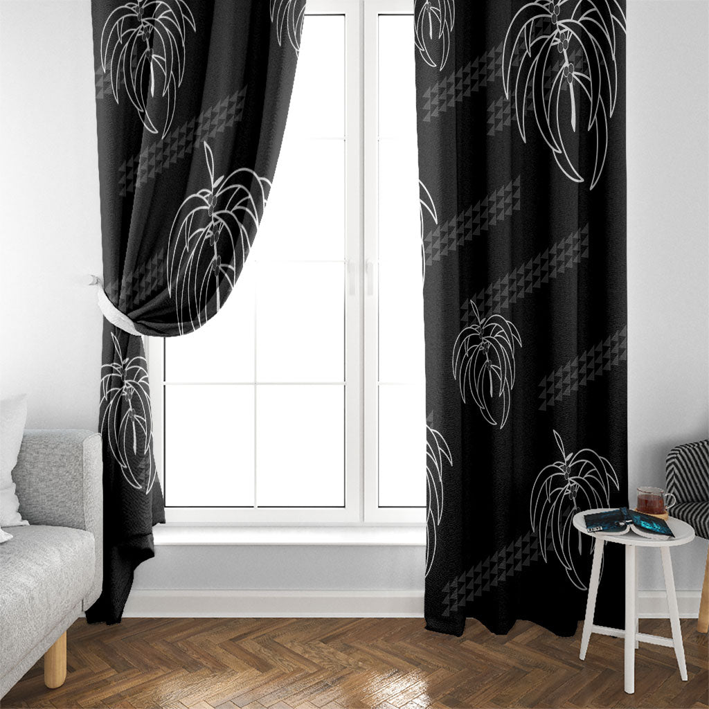 Aloha Hawaii Acacia Koa Leaves Window Curtain Black Kakau Tribal Pattern LT05 - Polynesian Pride