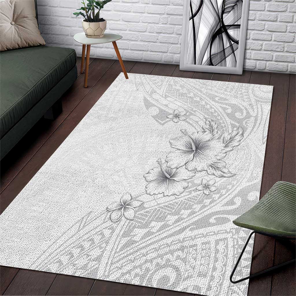 Lotu Tamaiti Samoa Area Rug White Sunday Polynesian Tribal Pattern Elegant Style LT05 White - Polynesian Pride