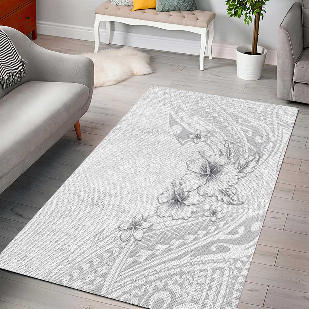 Lotu Tamaiti Samoa Area Rug White Sunday Polynesian Tribal Pattern Elegant Style LT05 - Polynesian Pride