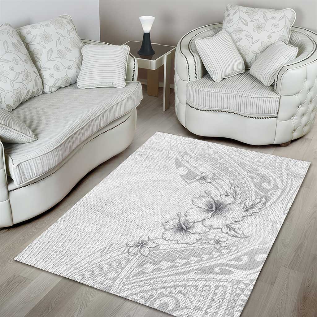 Lotu Tamaiti Samoa Area Rug White Sunday Polynesian Tribal Pattern Elegant Style LT05 - Polynesian Pride