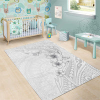 Lotu Tamaiti Samoa Area Rug White Sunday Polynesian Tribal Pattern Elegant Style LT05 - Polynesian Pride