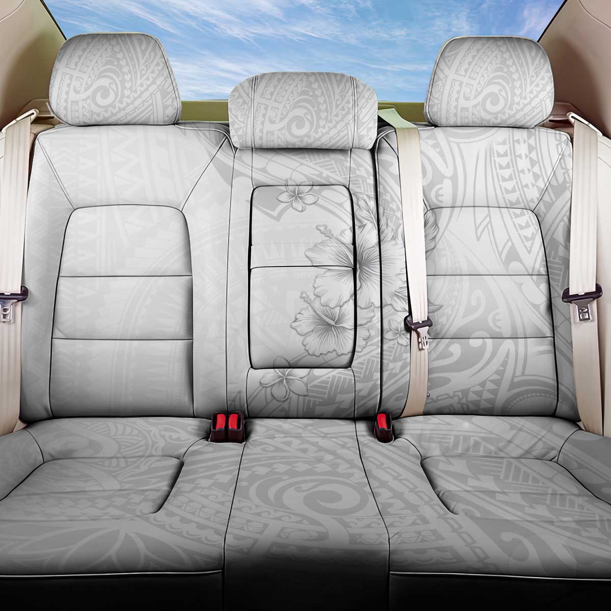 Lotu Tamaiti Samoa Back Car Seat Cover White Sunday Polynesian Tribal Pattern Elegant Style LT05 One Size White - Polynesian Pride