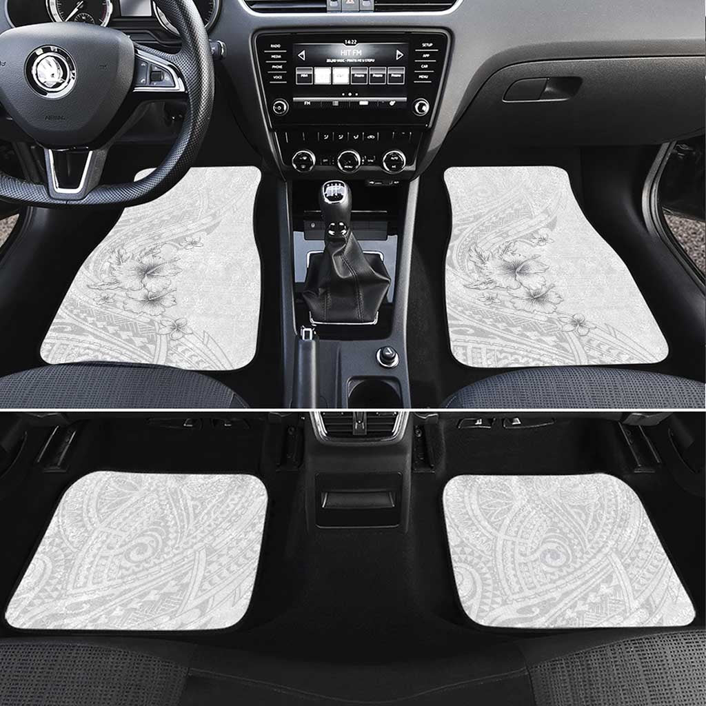 Lotu Tamaiti Samoa Car Mats White Sunday Polynesian Tribal Pattern Elegant Style LT05 Set 4pcs White - Polynesian Pride