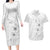 Lotu Tamaiti Samoa Couples Matching Long Sleeve Bodycon Dress and Hawaiian Shirt White Sunday Polynesian Tribal Pattern Elegant Style