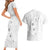 Lotu Tamaiti Samoa Couples Matching Short Sleeve Bodycon Dress and Hawaiian Shirt White Sunday Polynesian Tribal Pattern Elegant Style