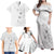 Lotu Tamaiti Samoa Family Matching Off Shoulder Maxi Dress and Hawaiian Shirt White Sunday Polynesian Tribal Pattern Elegant Style