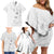 Lotu Tamaiti Samoa Family Matching Off Shoulder Short Dress and Hawaiian Shirt White Sunday Polynesian Tribal Pattern Elegant Style