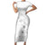 Lotu Tamaiti Samoa Family Matching Short Sleeve Bodycon Dress and Hawaiian Shirt White Sunday Polynesian Tribal Pattern Elegant Style