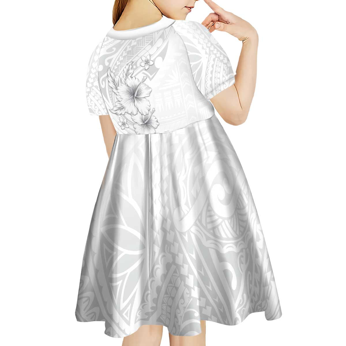 Lotu Tamaiti Samoa Kid Short Sleeve Dress White Sunday Polynesian Tribal Pattern Elegant Style LT05 - Polynesian Pride