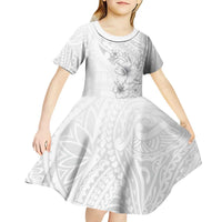Lotu Tamaiti Samoa Kid Short Sleeve Dress White Sunday Polynesian Tribal Pattern Elegant Style LT05 - Polynesian Pride