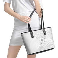 Lotu Tamaiti Samoa Leather Tote Bag White Sunday Polynesian Tribal Pattern Elegant Style LT05 - Polynesian Pride