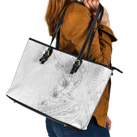 Lotu Tamaiti Samoa Leather Tote Bag White Sunday Polynesian Tribal Pattern Elegant Style LT05 - Polynesian Pride