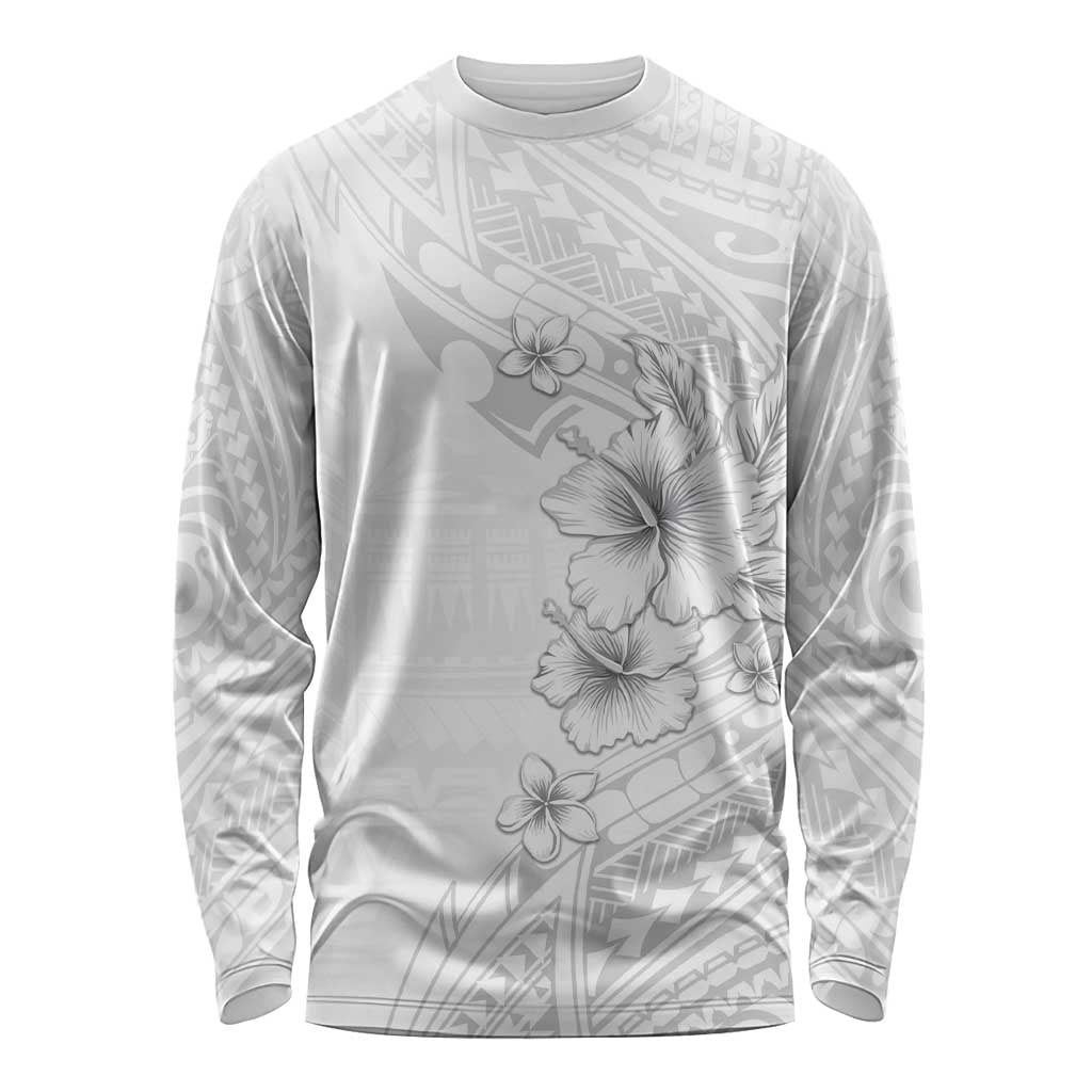 Lotu Tamaiti Samoa Long Sleeve Shirt White Sunday Polynesian Tribal Pattern Elegant Style LT05 Unisex White - Polynesian Pride