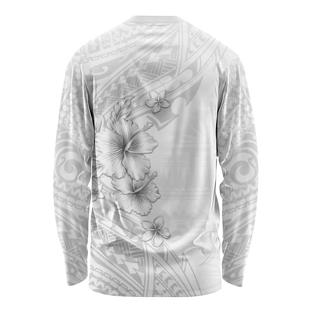 Lotu Tamaiti Samoa Long Sleeve Shirt White Sunday Polynesian Tribal Pattern Elegant Style LT05 - Polynesian Pride