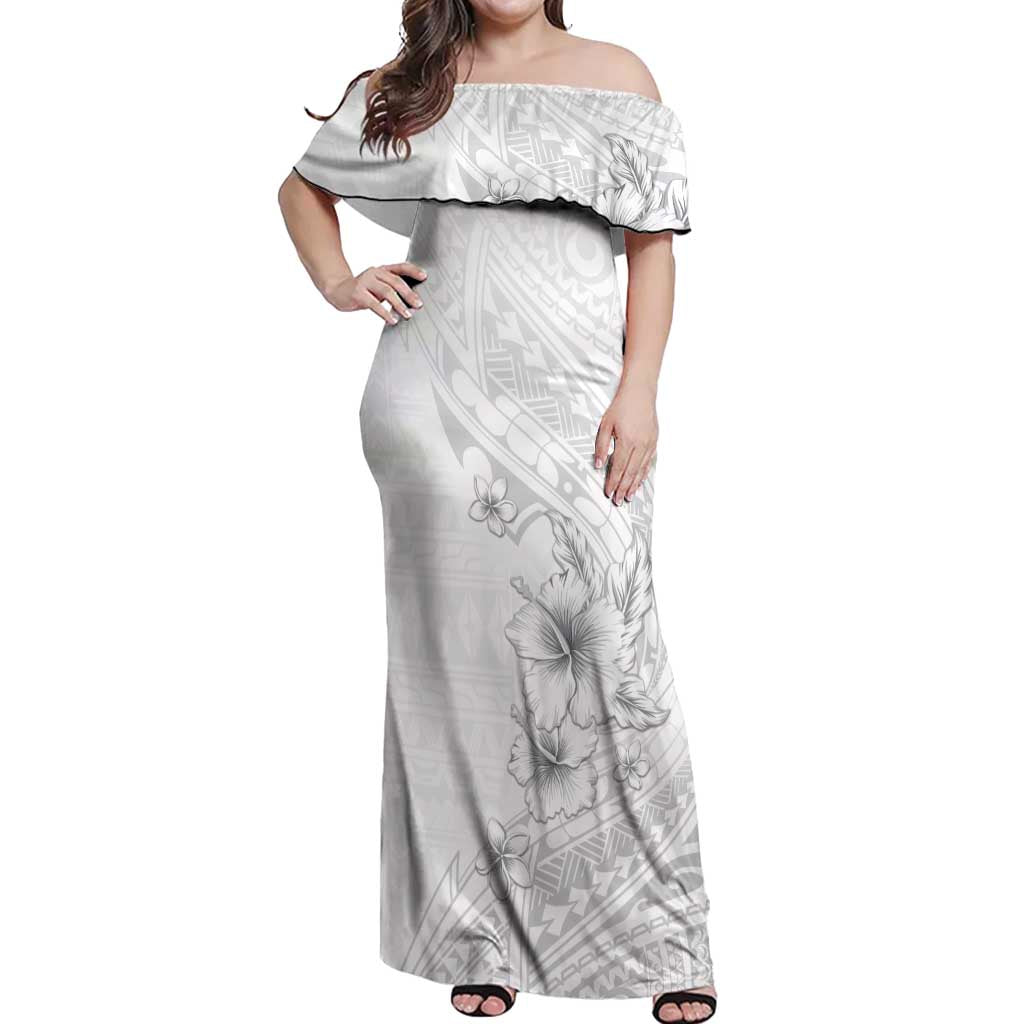 Lotu Tamaiti Samoa Off Shoulder Maxi Dress White Sunday Polynesian Tribal Pattern Elegant Style