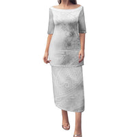 Lotu Tamaiti Samoa Puletasi White Sunday Polynesian Tribal Pattern Elegant Style LT05 Long Dress White - Polynesian Pride