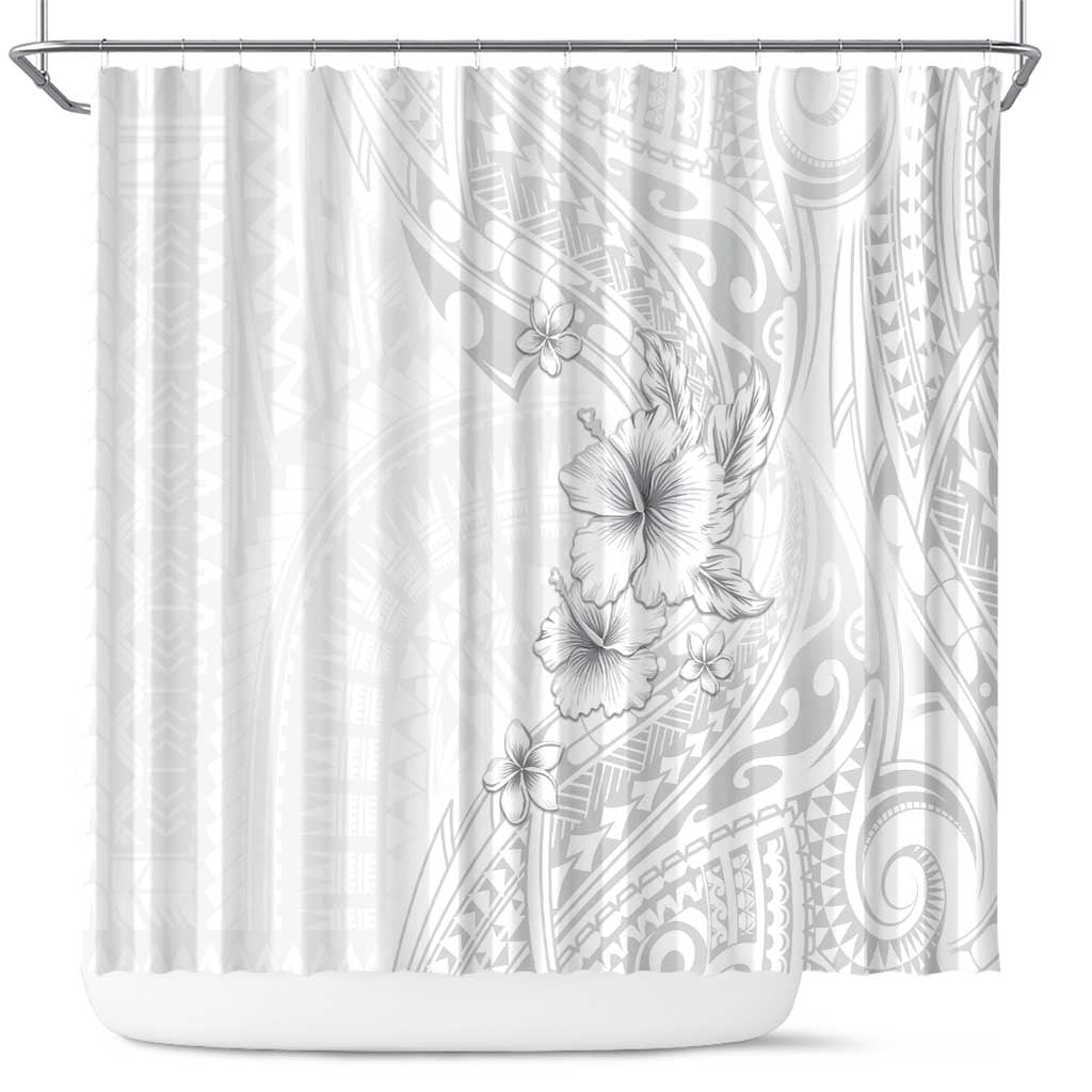 Lotu Tamaiti Samoa Shower Curtain White Sunday Polynesian Tribal Pattern Elegant Style LT05 White - Polynesian Pride