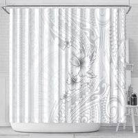 Lotu Tamaiti Samoa Shower Curtain White Sunday Polynesian Tribal Pattern Elegant Style LT05 - Polynesian Pride