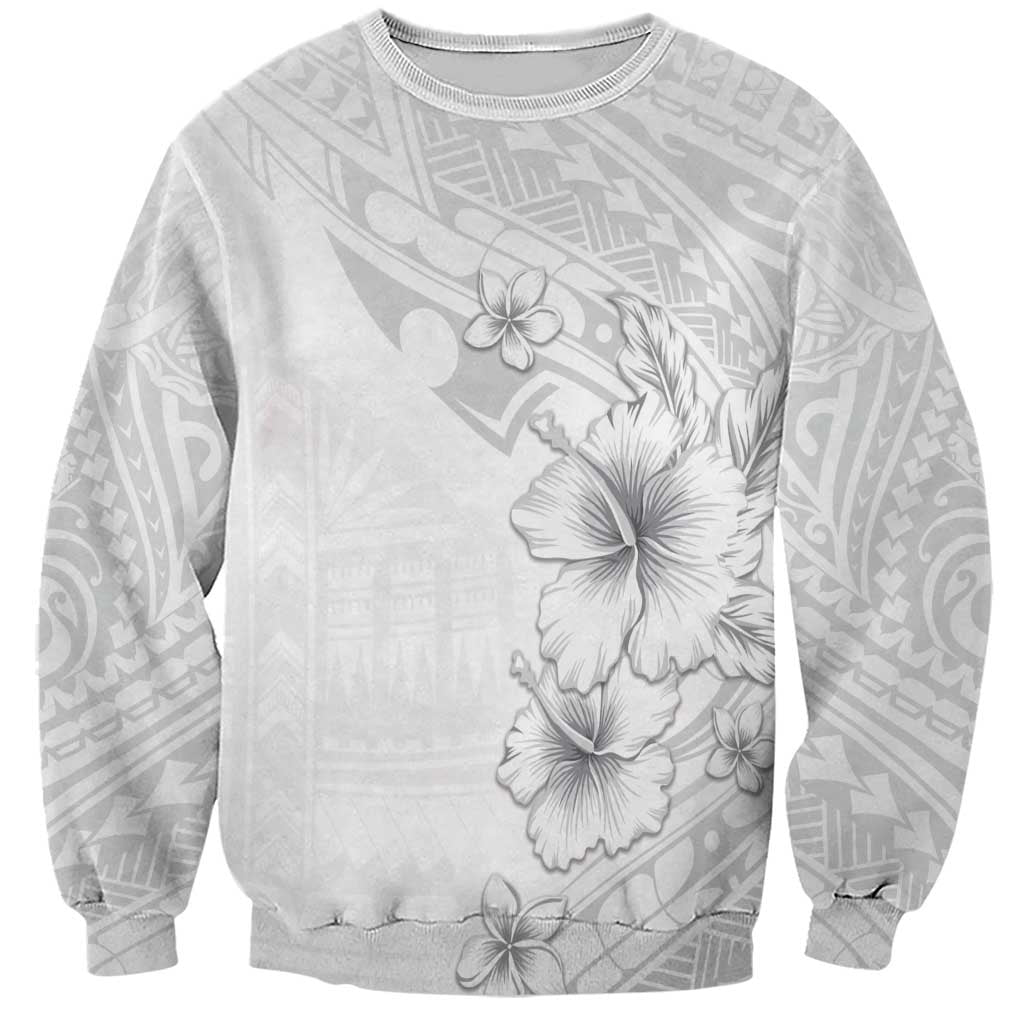 Lotu Tamaiti Samoa Sweatshirt White Sunday Polynesian Tribal Pattern Elegant Style LT05 Unisex White - Polynesian Pride
