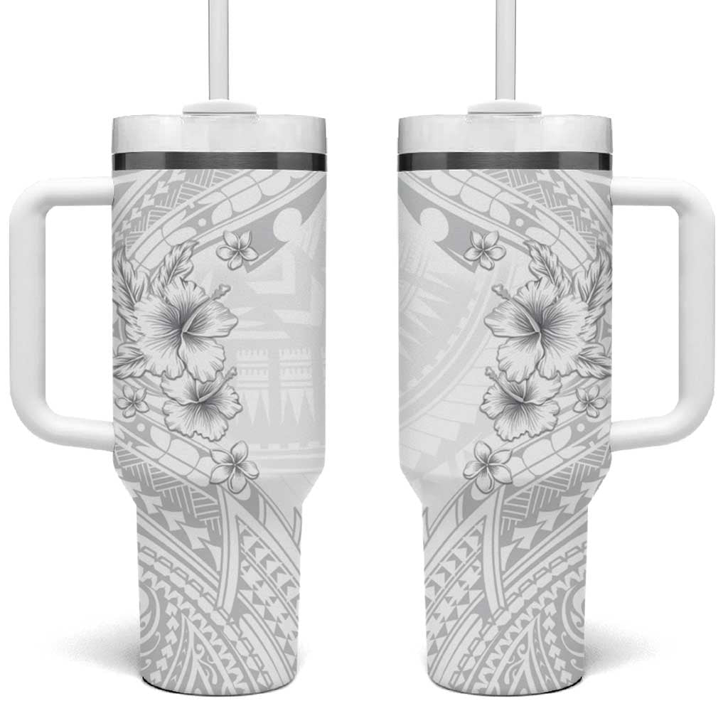 Lotu Tamaiti Samoa Tumbler With Handle White Sunday Polynesian Tribal Pattern Elegant Style LT05 One Size: 40 oz White - Polynesian Pride