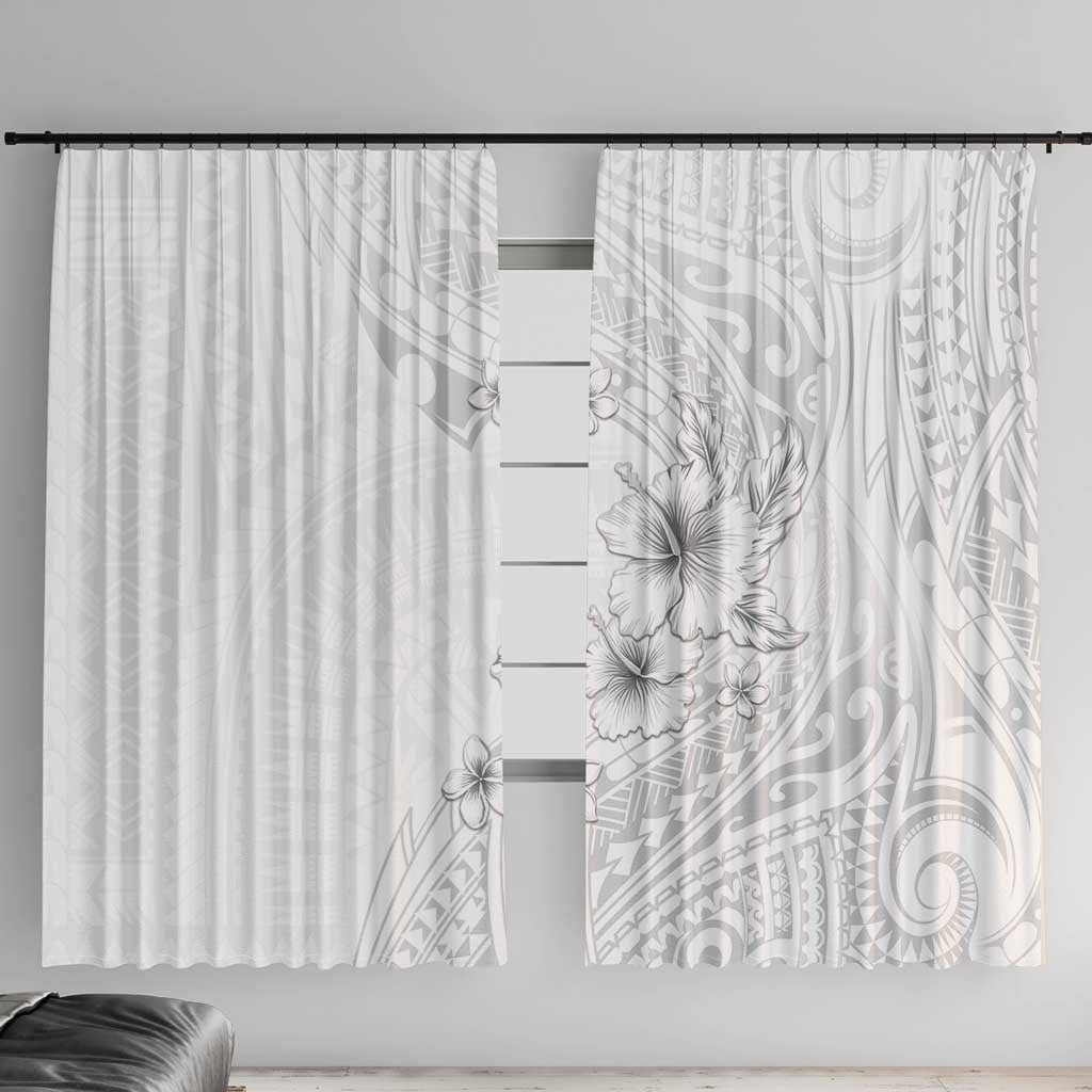 Lotu Tamaiti Samoa Window Curtain White Sunday Polynesian Tribal Pattern Elegant Style LT05 With Hooks White - Polynesian Pride