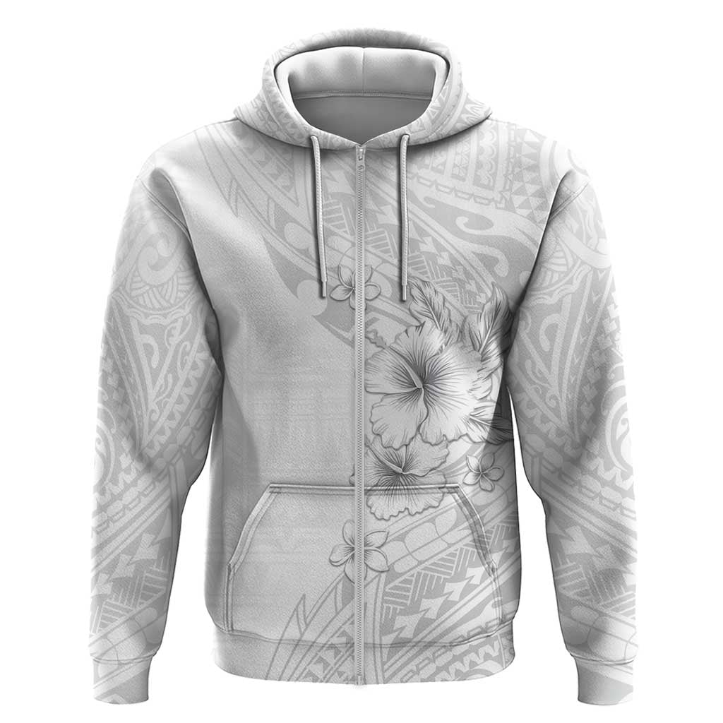 Lotu Tamaiti Samoa Zip Hoodie White Sunday Polynesian Tribal Pattern Elegant Style LT05 Zip Hoodie White - Polynesian Pride