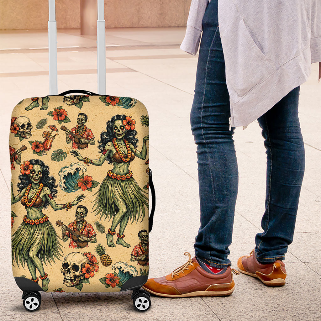Hawaii Halloween Luggage Cover Spooky Tropical Hula Zombie LT05 Beige - Polynesian Pride