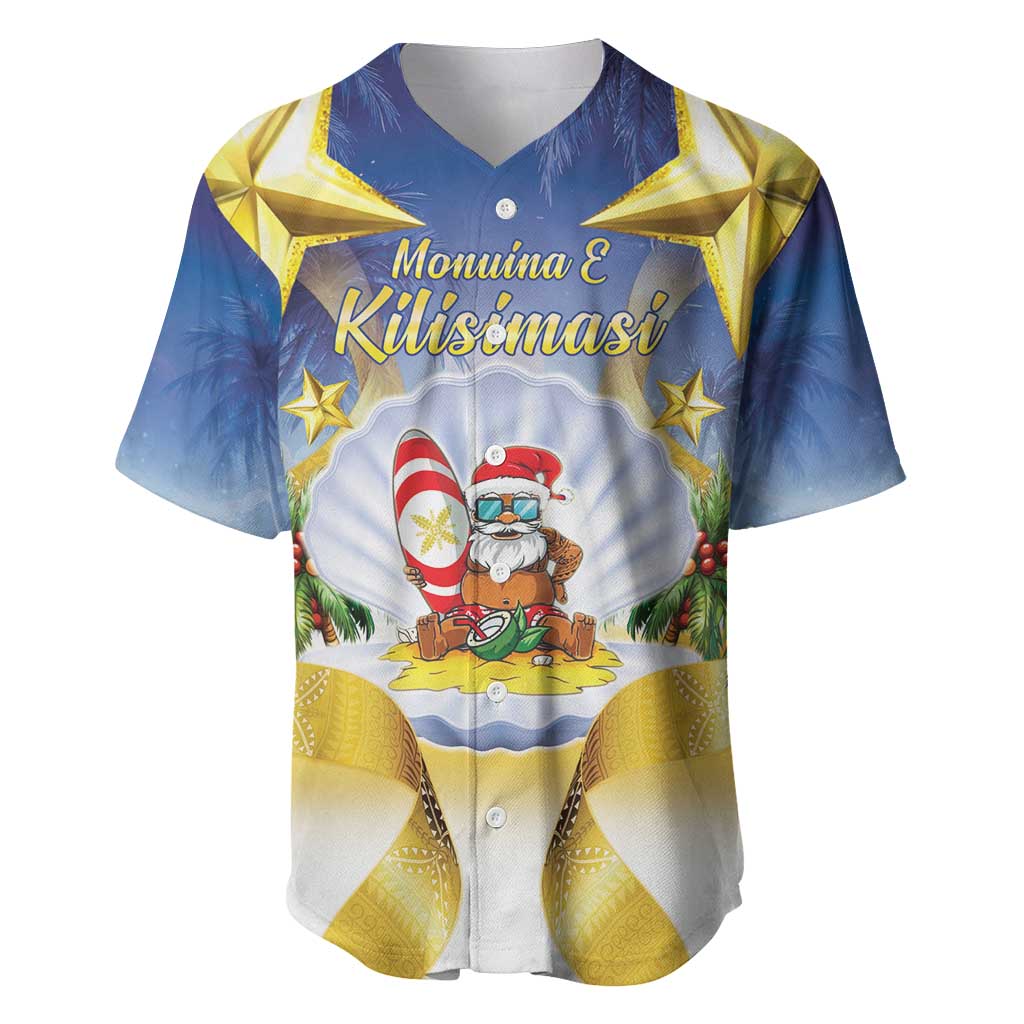 Niue Christmas Baseball Jersey Seashell Santa Beach Vibes LT05 Navy - Polynesian Pride