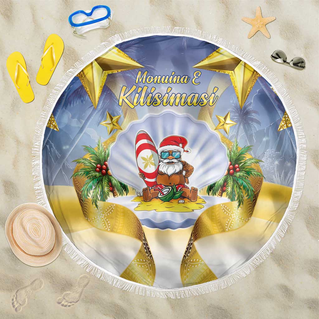 Niue Christmas Beach Blanket Seashell Santa Beach Vibes LT05 One Size 150cm Navy - Polynesian Pride