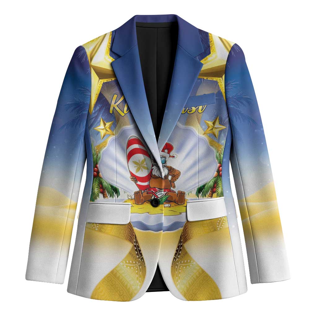 Niue Christmas Blazer Seashell Santa Beach Vibes LT05 Unisex Navy - Polynesian Pride