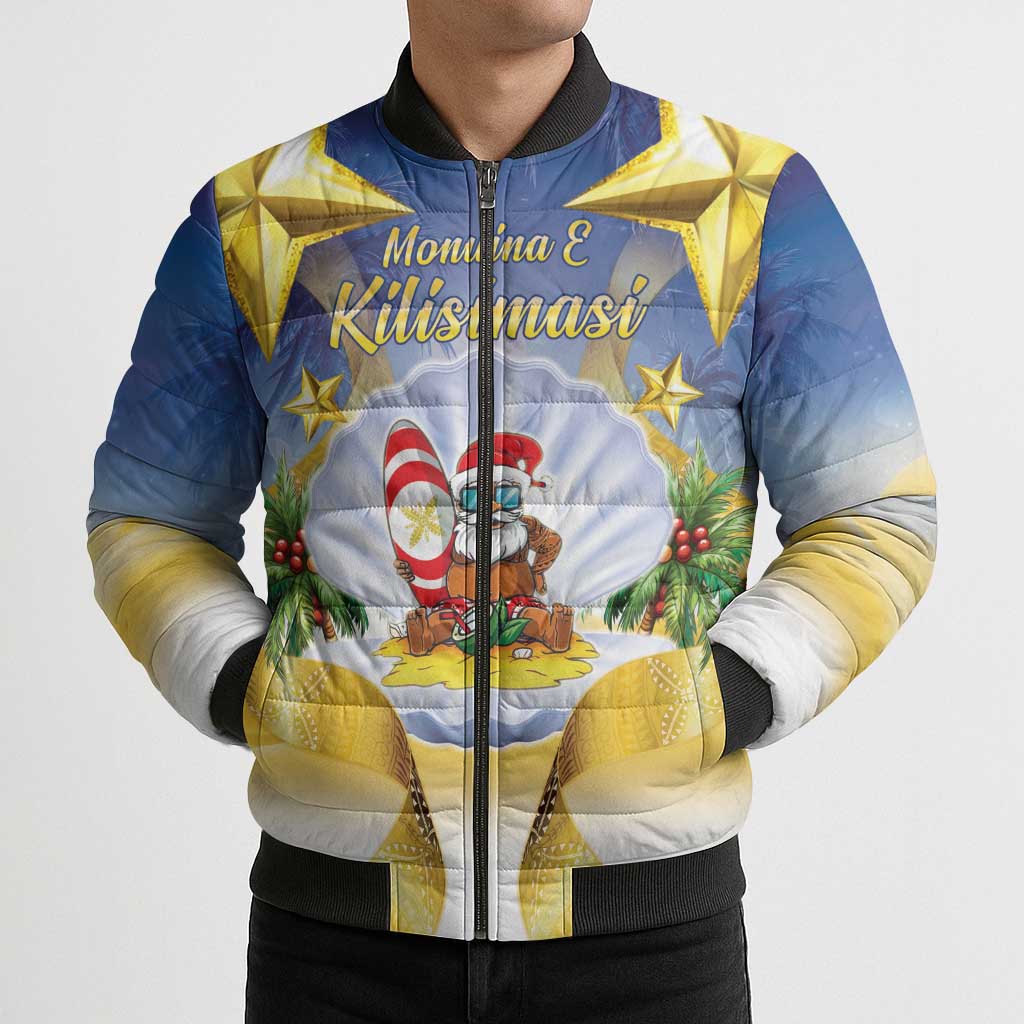 Niue Christmas Bomber Puffer Jacket Seashell Santa Beach Vibes LT05 - Polynesian Pride