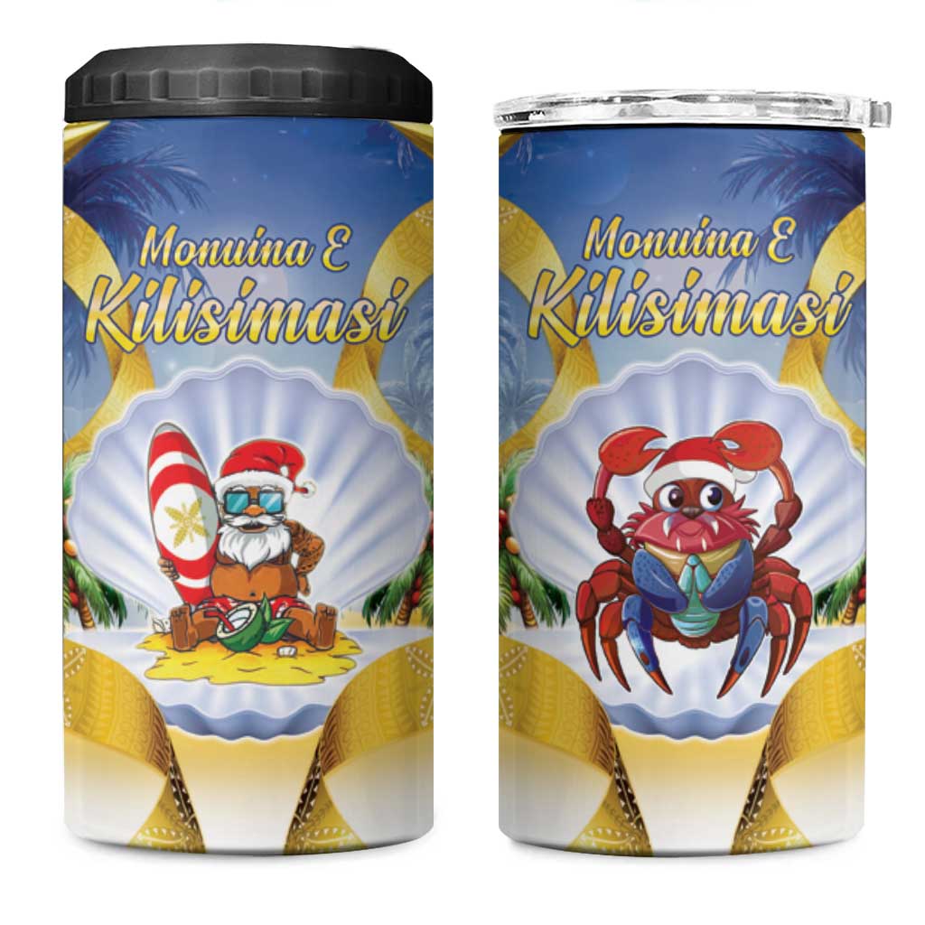 Niue Christmas 4 in 1 Can Cooler Tumbler Seashell Santa Beach Vibes LT05 One Size: 16 oz Navy - Polynesian Pride