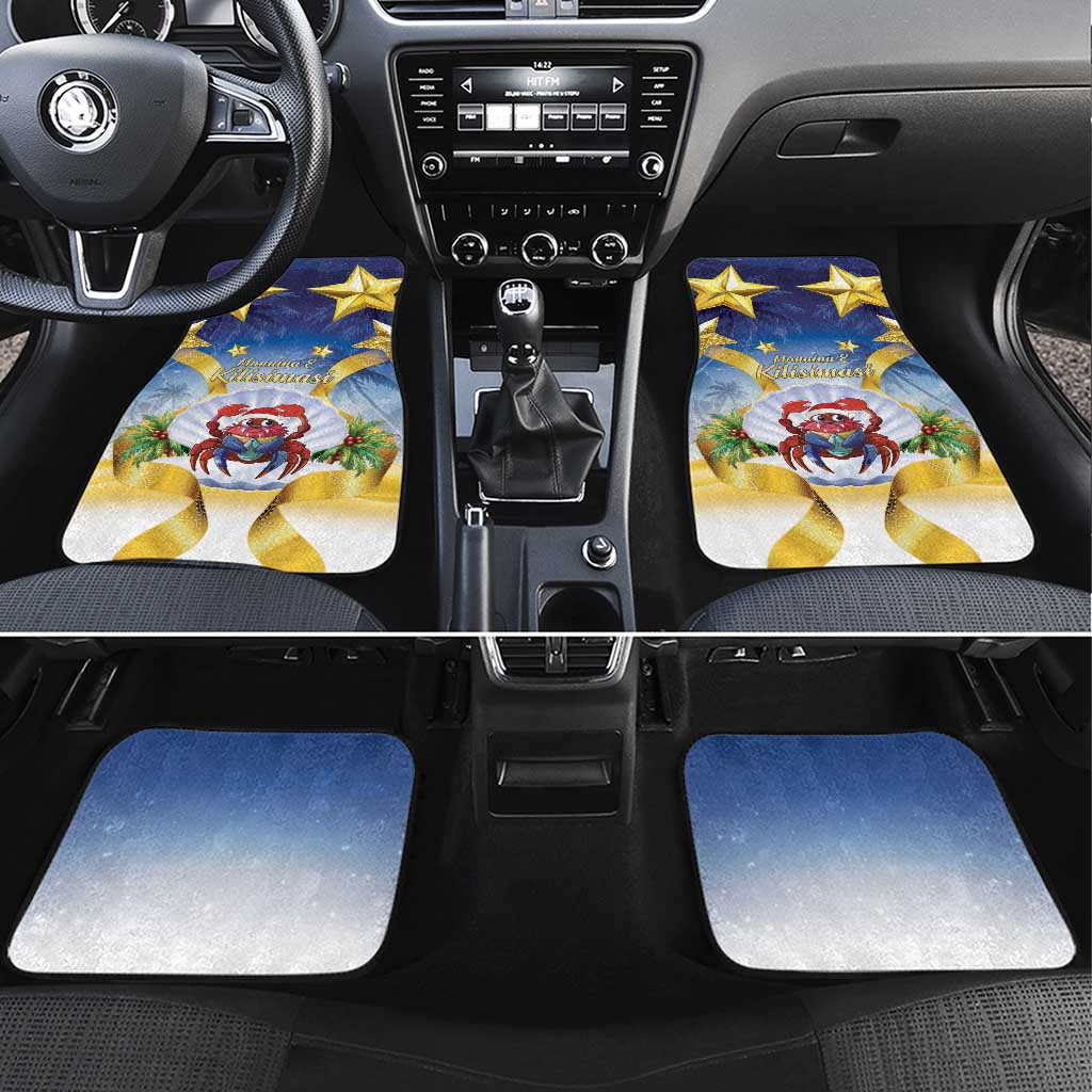 Niue Christmas Car Mats Seashell Santa Beach Vibes LT05 Set 4pcs Navy - Polynesian Pride