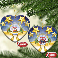 Niue Christmas Ceramic Ornament Seashell Santa Beach Vibes LT05 Heart Navy - Polynesian Pride