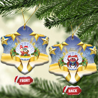 Niue Christmas Ceramic Ornament Seashell Santa Beach Vibes LT05 Snow Flake Navy - Polynesian Pride