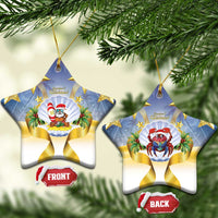 Niue Christmas Ceramic Ornament Seashell Santa Beach Vibes LT05 Star Navy - Polynesian Pride