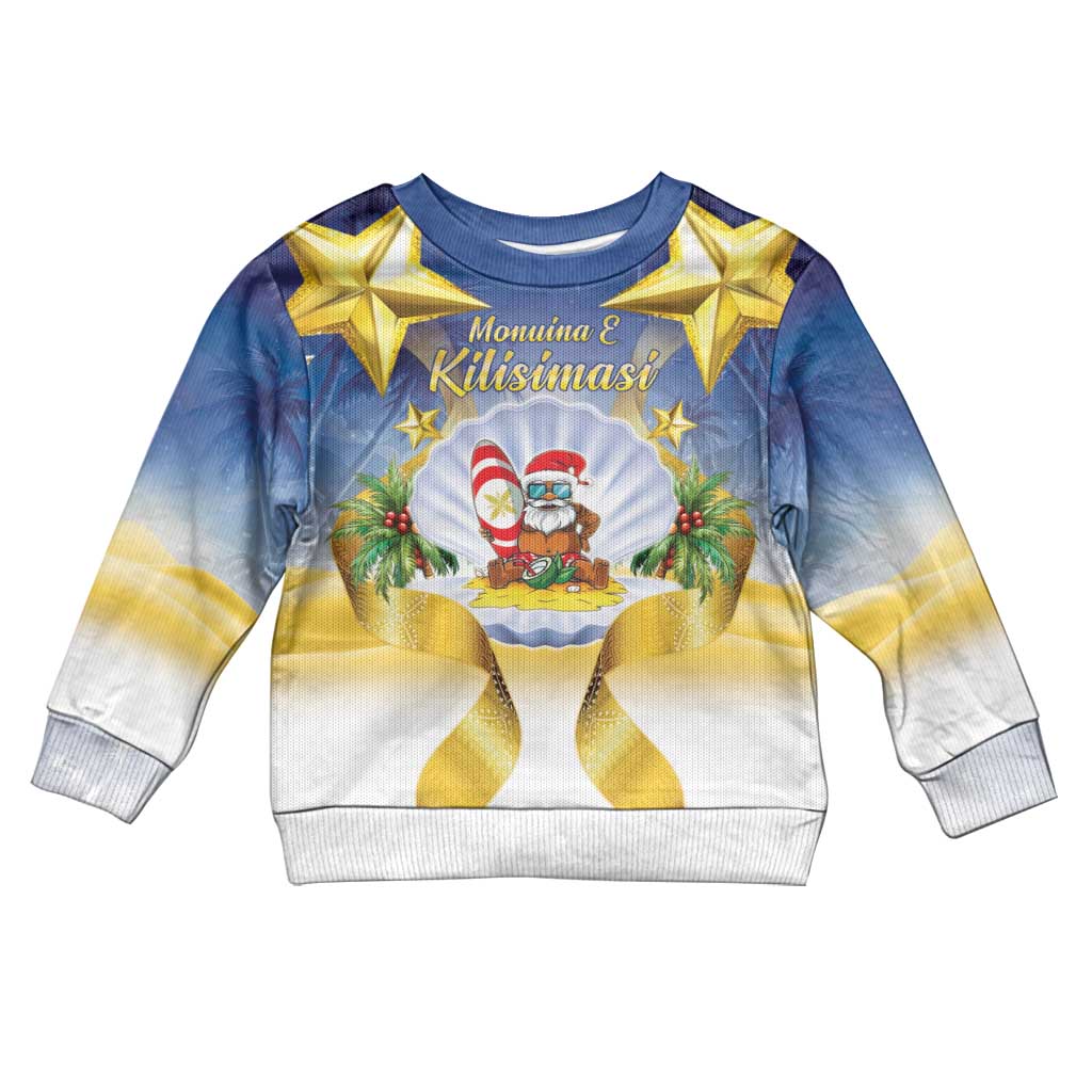 Niue Christmas Kid Ugly Christmas Sweater Seashell Santa Beach Vibes LT05 Kid Navy - Polynesian Pride