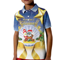 Niue Christmas Kid Polo Shirt Seashell Santa Beach Vibes LT05 Kid Navy - Polynesian Pride