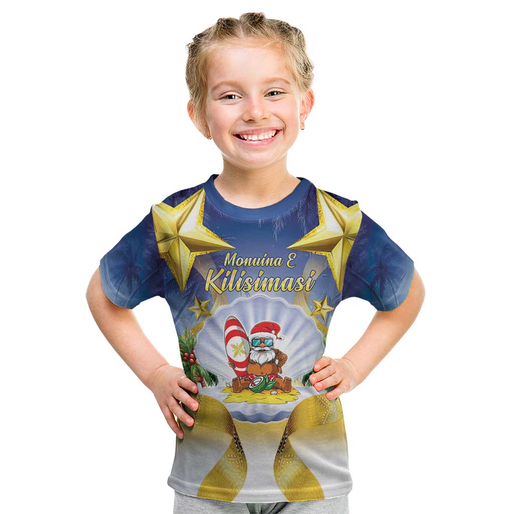 Niue Christmas Kid T Shirt Seashell Santa Beach Vibes LT05 Navy - Polynesian Pride