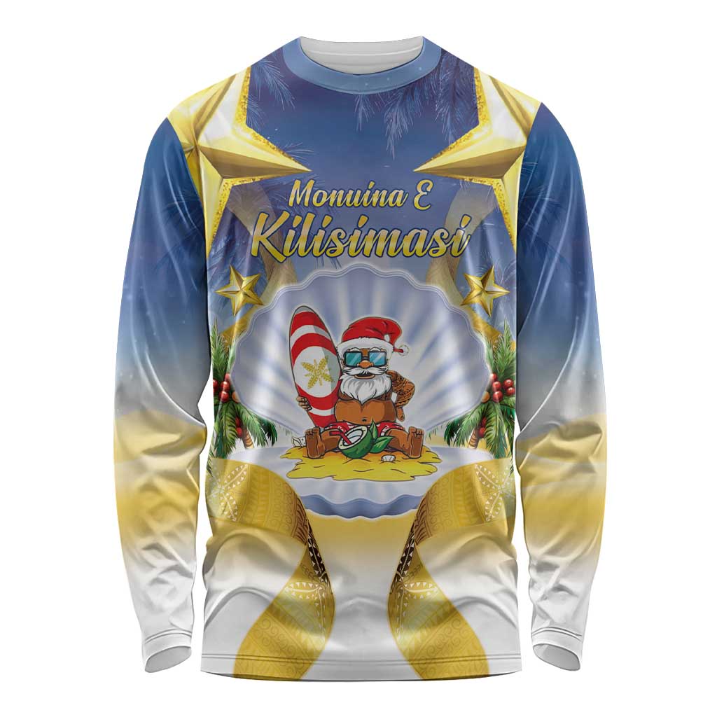 Niue Christmas Long Sleeve Shirt Seashell Santa Beach Vibes LT05 Unisex Navy - Polynesian Pride