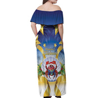 Niue Christmas Off Shoulder Maxi Dress Seashell Santa Beach Vibes LT05 - Polynesian Pride